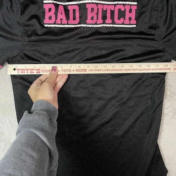 Hustler Jersey Top Womens XL Punk Hot Pink Black Mesh T Shirt Sexy Bad B*tch Y2k - Picture 6 of 7